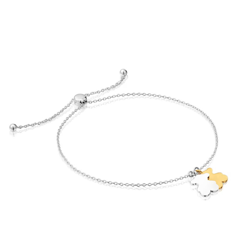 Dwukolorowa bransoletka łańcuszkowa z motywem misia TOUS Sweet Dolls