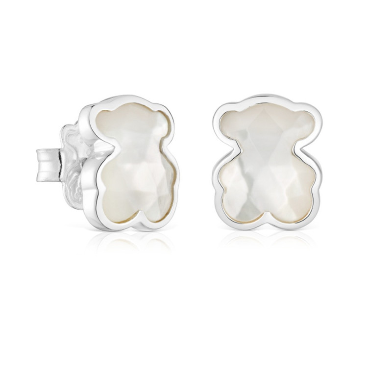 Kolczyki z misiem ze srebra i masy perłowej 10 mm TOUS Icon Color