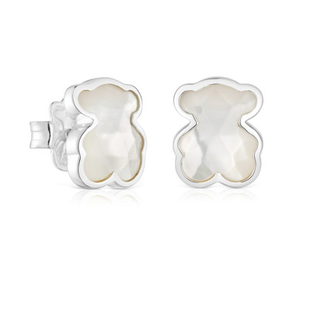 Kolczyki z misiem ze srebra i masy perłowej 10 mm TOUS Icon Color