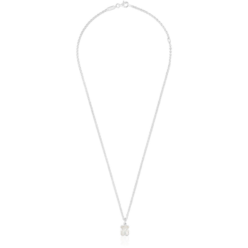 Krótki naszyjnik ze srebra z motywem misia z masy perłowej TOUS Icon Color