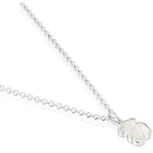 Krótki naszyjnik ze srebra z motywem misia z masy perłowej TOUS Icon Color