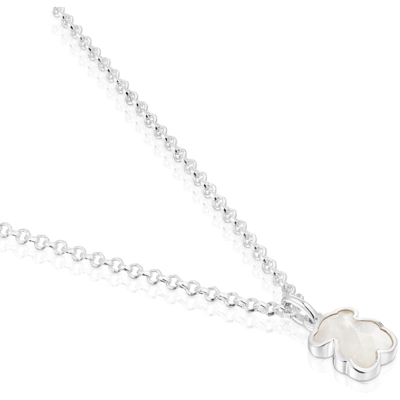 Krótki naszyjnik ze srebra z motywem misia z masy perłowej TOUS Icon Color