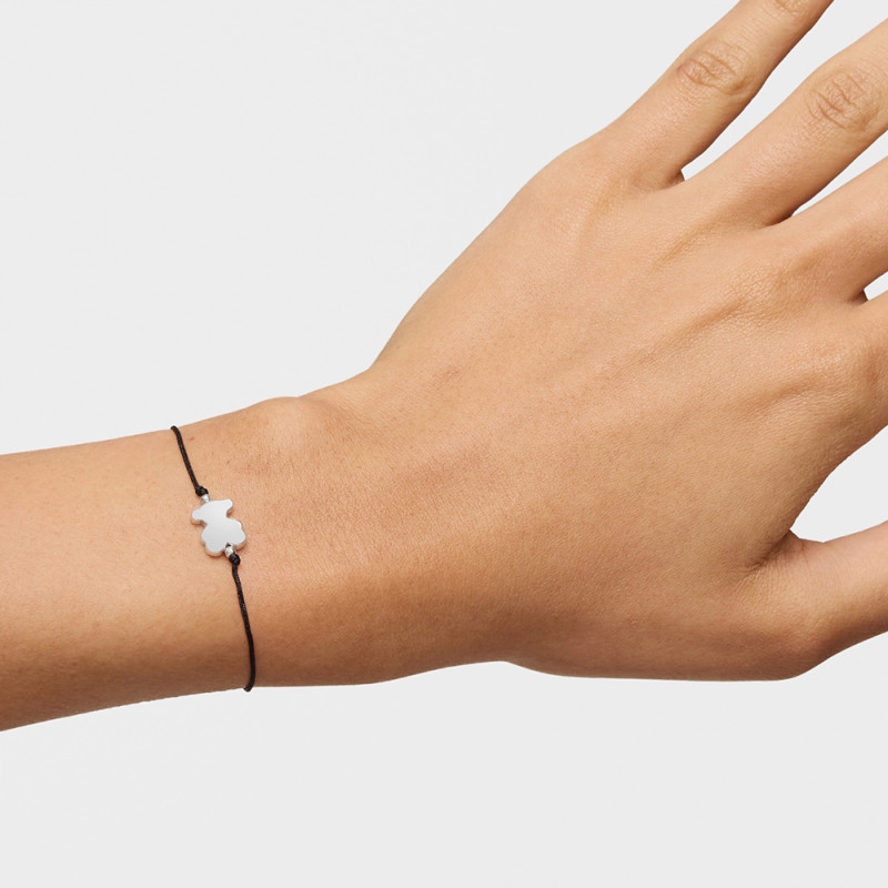 Bransoletka TOUS ze srebra i nylonu z charmsem w kształcie misia Sweet Dolls