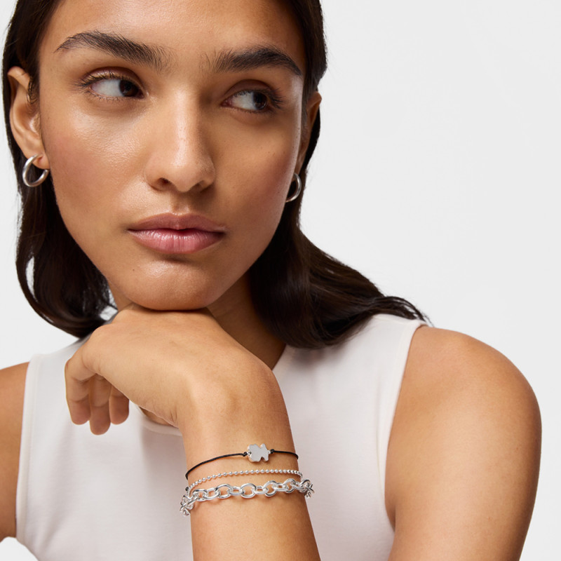 Bransoletka TOUS ze srebra i nylonu z charmsem w kształcie misia Sweet Dolls