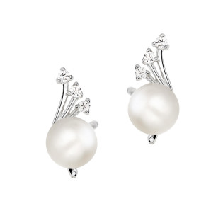 Kolczyki srebnre z cyrkoniami i perłą jubilerską 6mm