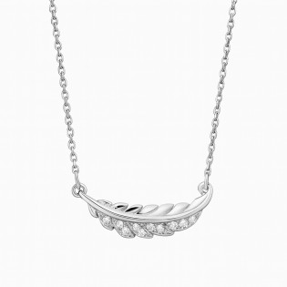 Naszyjnik srebrny z piórkiem z cyrkoniami