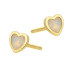 Kolczyki srebrne w kolorze złotym z serduszkiem z białego opalu jubilerskiego próba 925