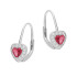 Kolczyki srebrne rodowane z motywem markizy i czerwoną cyrkonią w kształcie serca próba 925