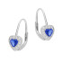Kolczyki srebrne rodowane z motywem markizy i szafirową cyrkonią w kształcie serca próba 925