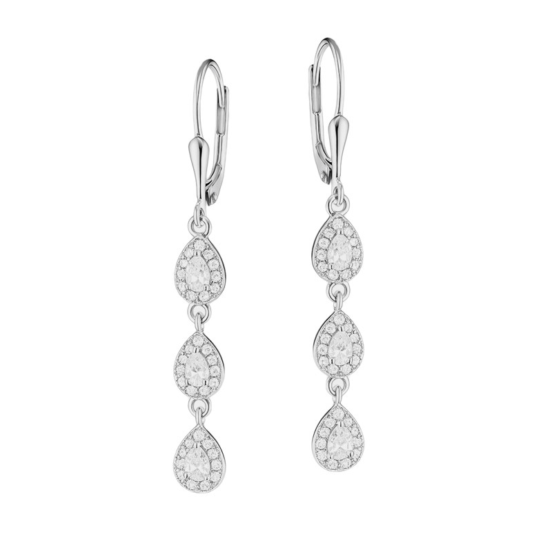 Kolczyki srebrne markizy z białymi cyrkoniami