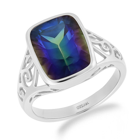 Pierścionek srebrny 925 z cyrkonią fioletową mix