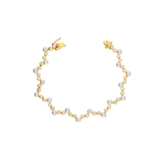 Bransoletka srebrna 925 z perłami i cyrkoniami