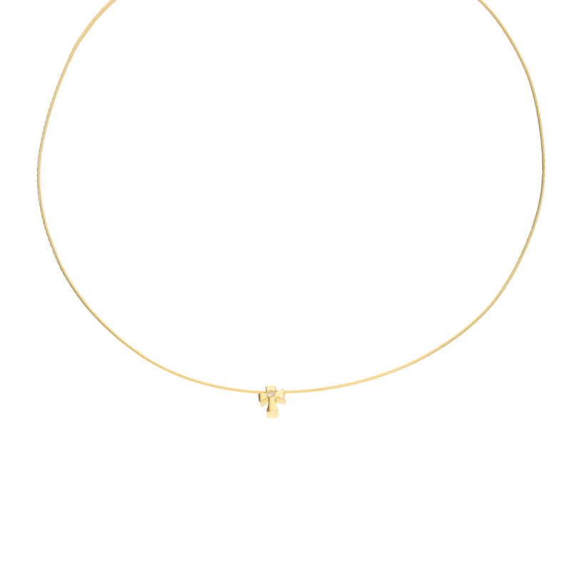 Naszyjnik pozłacany z krzyżykiem z cyrkonią