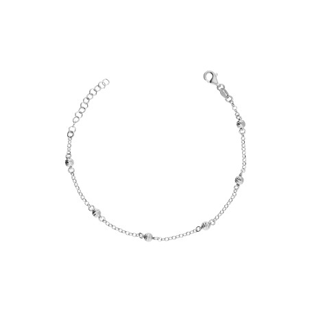 Bransoletka srebrna rodowana z dmuchanymi kulkami diamentowanymi próba 925