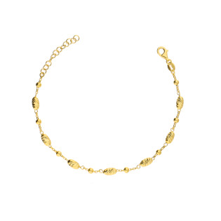 Bransoleta srebrna koloru złotego z ogniw w kształcie dmuchanych fasolek o diamentowanej powierzchni próba 925