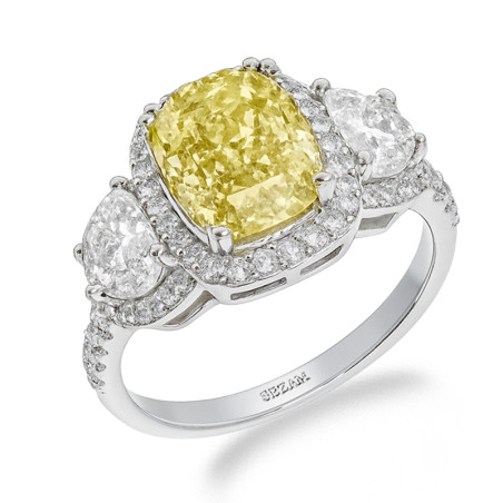 Pierścionek z cyrkonią żółtą i z cyrkioniami białymi o różnym szlifie srebro 925