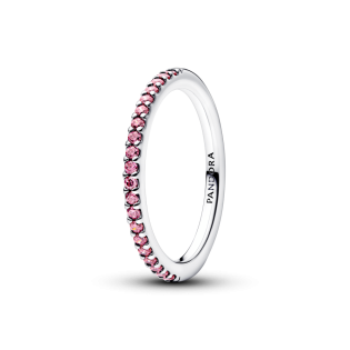 Lśniący pierścionek-obrączka z różowymi cyrkoniami 192999C02 Ag 925