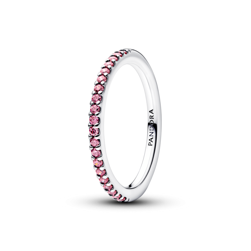 Lśniący pierścionek-obrączka z różowymi cyrkoniami 192999C02 Ag 925