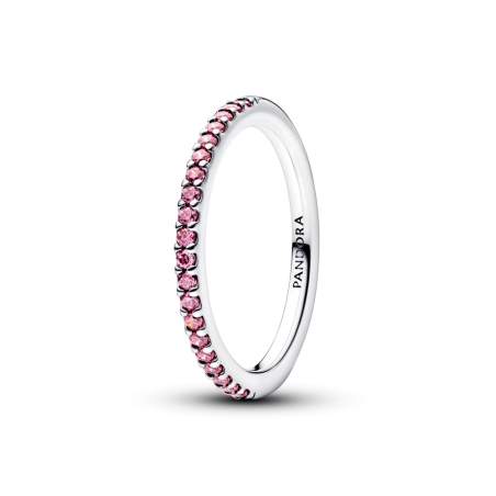 Lśniący pierścionek-obrączka z różowymi cyrkoniami 192999C02 Ag 925