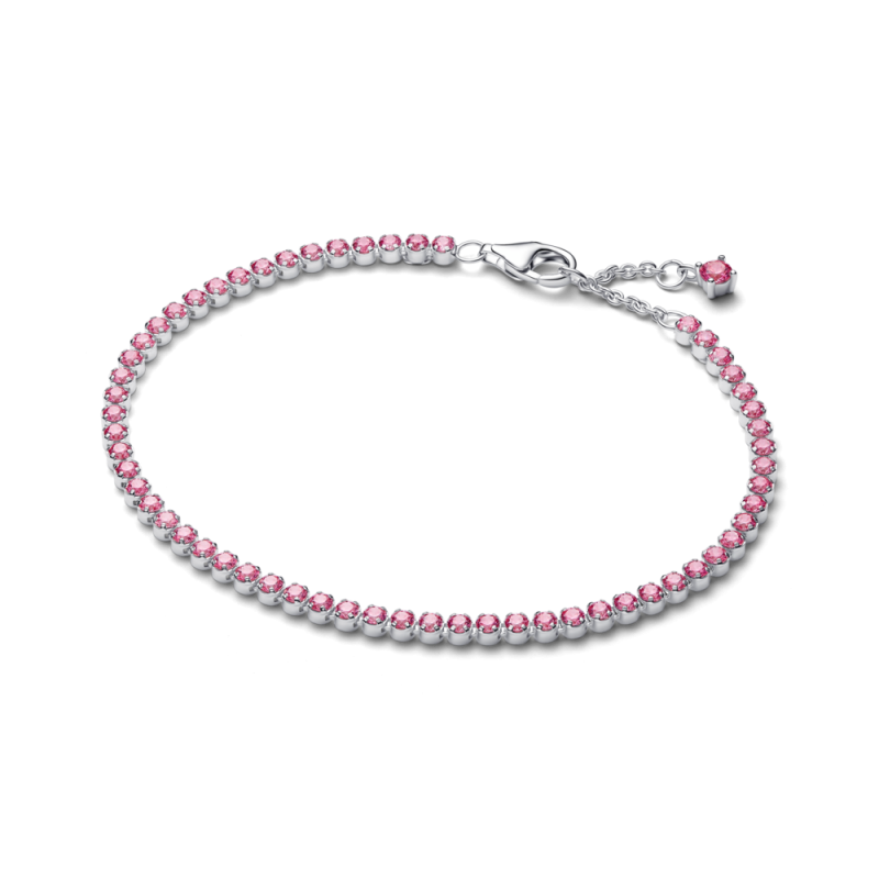 Wąska bransoletka tenisowa z różowymi kamieniami 593927C02 Ag 925