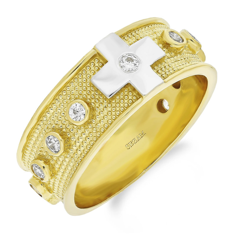 Pierścionek różaniec z cyrkoniami ze złota 585