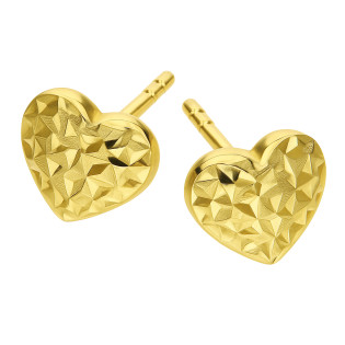 Kolczyki złote serduszka grawerowane na sztyft próba 375
