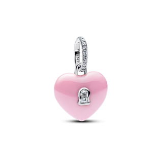 Charms-zawieszka Różowe ceramiczne serce i kłódka 794424C01 Ag 925