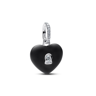 Charms-zawieszka Czarne ceramiczne serce i kłódka 794424C02 Ag 925