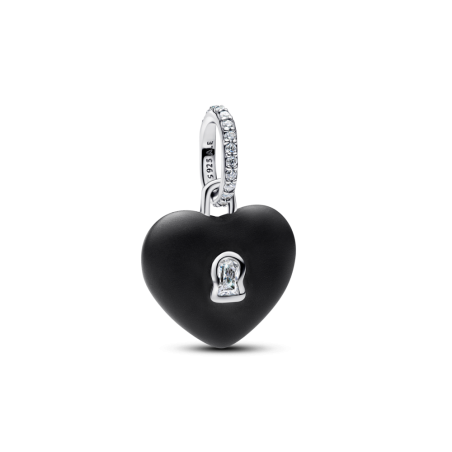 Charms-zawieszka Czarne ceramiczne serce i kłódka 794424C02 Ag 925