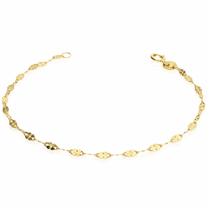 Bransoletka złota blaszki koniczynki próba 585