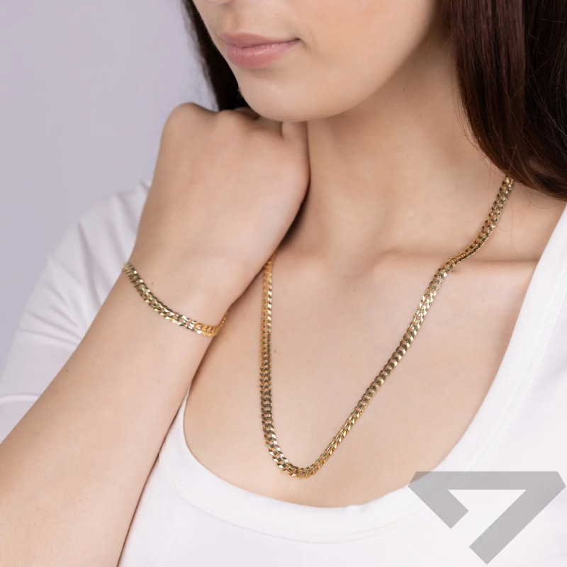 Bransoletka złota pancer żłobiona środkiem