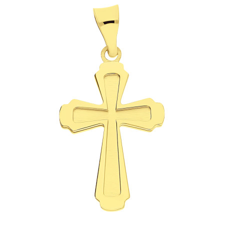 Krzyżyk złoty próba 585 ramiona poszerzane środek mat