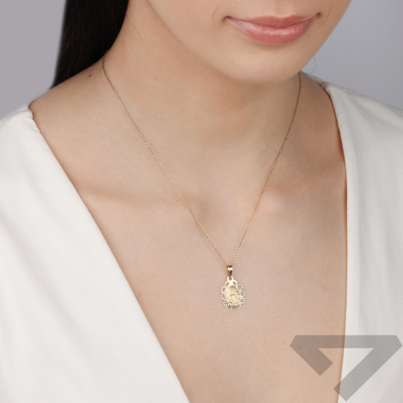 Medalik złoty Częstochowska w kole z falbanką próba 585