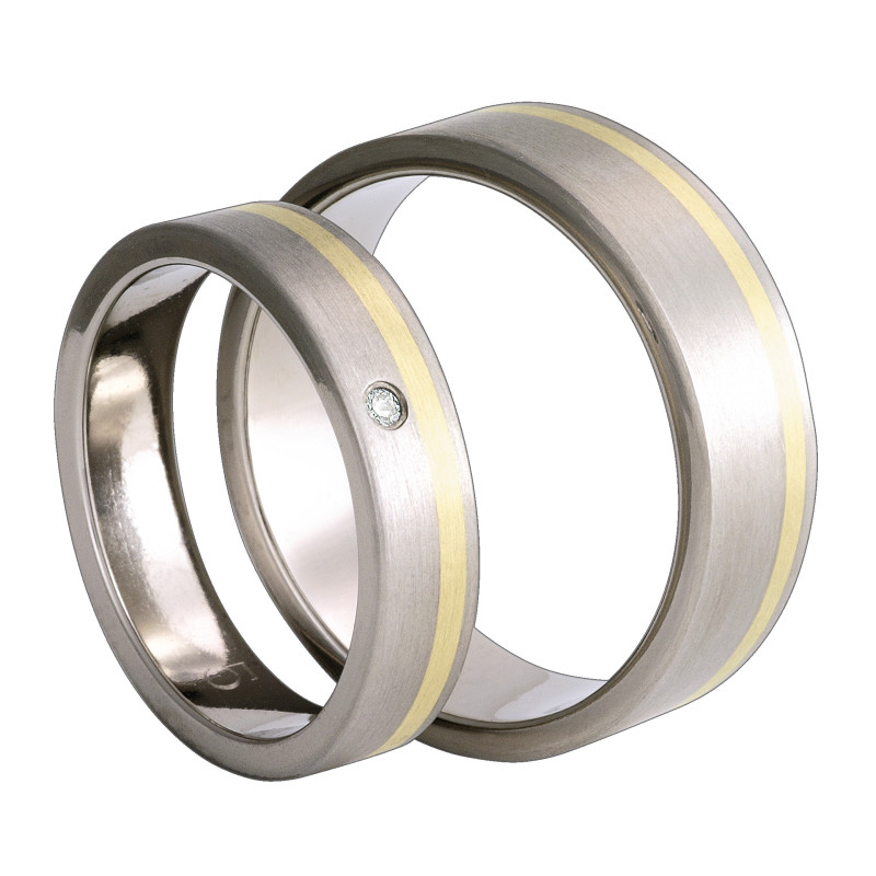 Obrączka tytanowa ze złotem 585 i cyrkonią TG33-5-1,7