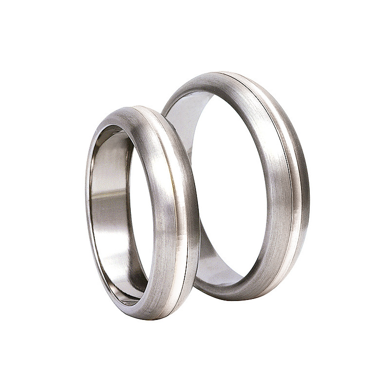 Obrączka tytanowa z paskiem srebra 925 TS81-5