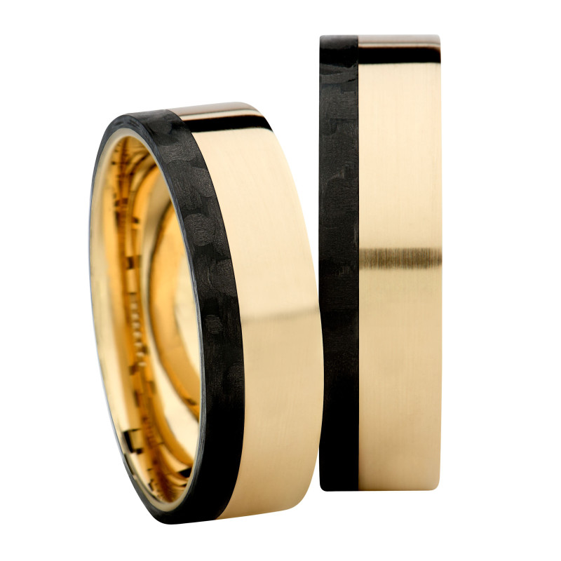 Obrączka ze złota 333 i karbonu GC5-6-M