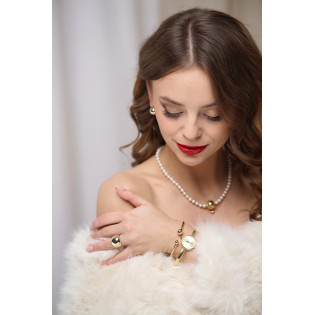 Naszyjnik kulka dmuchana 16 mm z perłami