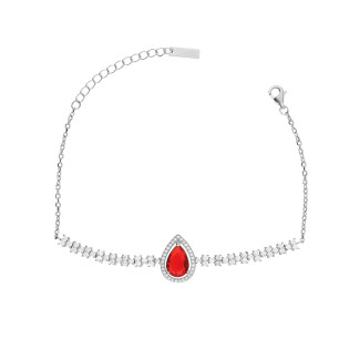 Bransoleta srebrna Markiza łezka czerwona