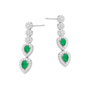 Kolczyki srebrne Markiza łezka zielona