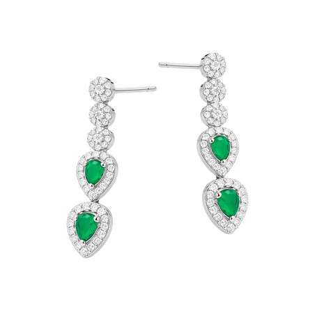 Kolczyki srebrne Markiza łezka zielona