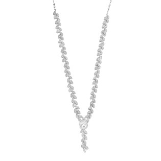 Naszyjnik srebrny Markiza kropla łezka z cyrkoniami w kształcie kłosa