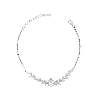 Bransoleta srebrna Markiza łezka z cyrkoniami w kształcie kłosa