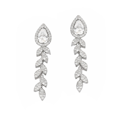 Kolczyki srebrne Markiza łezka i cyrkonie w kształt kłosa
