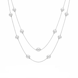 Naszyjnik podwójna kostka z naturalnymi perłami