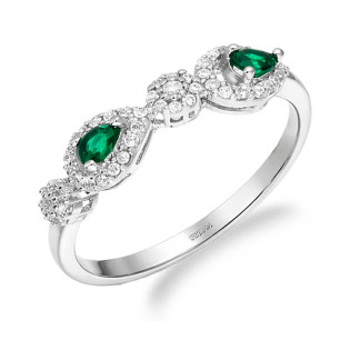 Pierścionek srebrny Markiza łezka zielona