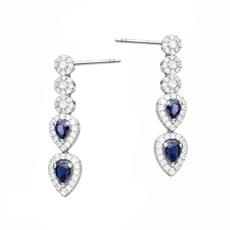 Kolczyki srebrne Markiza łezka szafirowa cyrkonia