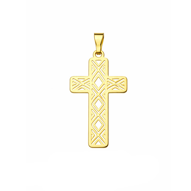 Krzyżyk srebrny pozłacany ażurowy