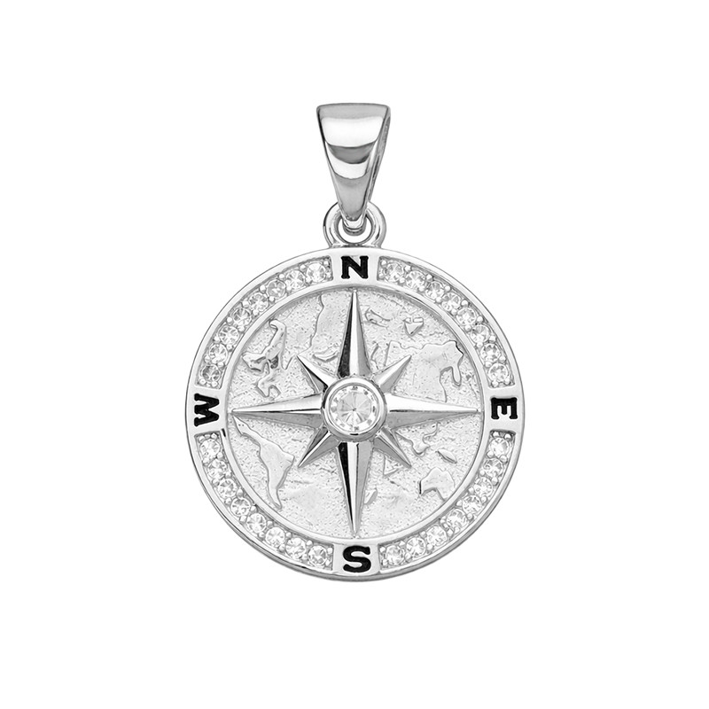 Wisiorek róża wiatrów w srebrze próby 925