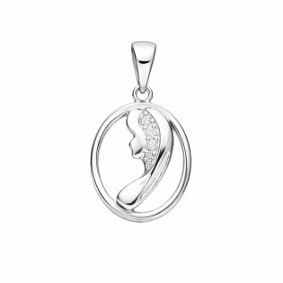 Medalik srebrny Matka Boska z cyrkoniami w owalu