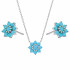 Komplet srebrnej biżuterii z nano turkusami — naszyjnik i kolczyki w formie kwiatków próba 925